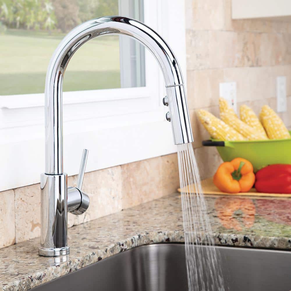 Polished Chrome Pull Down Kitchen Faucet with Sprayer