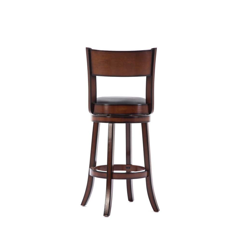 Palmetto 29" Brandy Brown Leather Swivel Counter Height Barstool