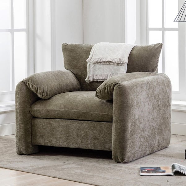 Harper & Bright Designs 38.6 in. W Matcha Green Chenille Oversized Arm Chair