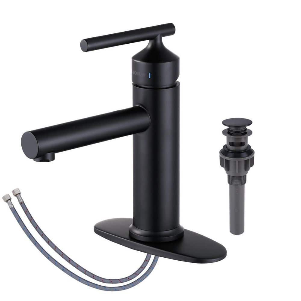 Single Handle Single Hole Bathroom Faucet with Drain Kit Included in Matte Black price history on PriceWatchPro