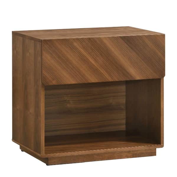 Benjara 23 in. 1-Drawer Brown Wooden Nightstand