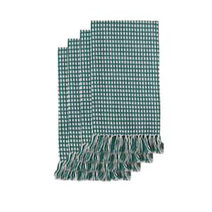 Homespun Fringed 18 in. x 18 in. Hunter Green 100% Cotton Napkins (4-Pack)