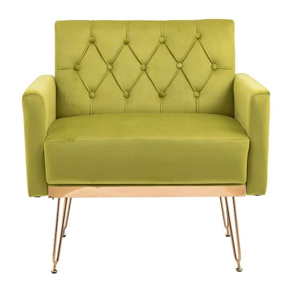 Unbranded Olive Velvet Accent Chair with Rose Golden Feet