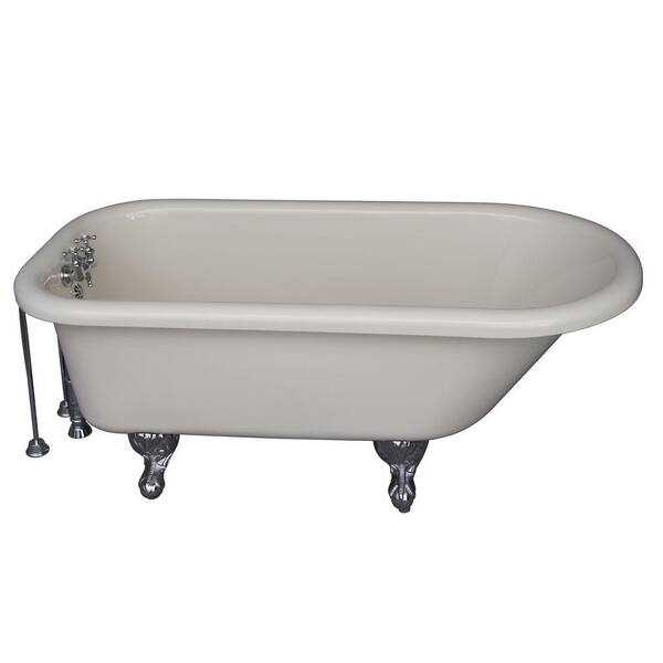 Barclay Products 5 ft. Acrylic Ball and Claw Feet Roll Top Tub in Bisque with Polished Chrome Accessories