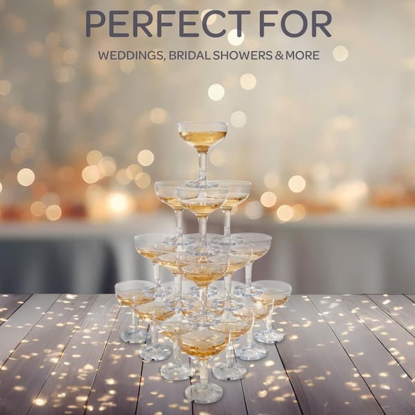 Lavish Home 100-Pack 5 oz. Plastic Champagne Glasses JG1012-1