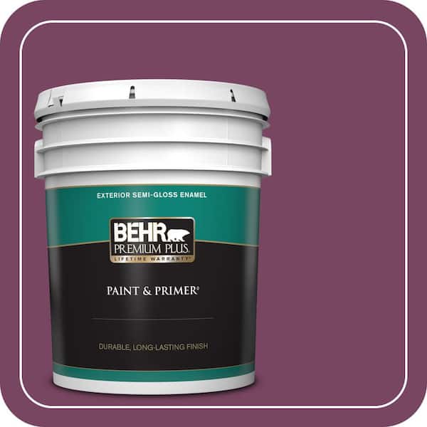 BEHR PREMIUM PLUS 5 gal. #690B-7 Plum Jam Semi-Gloss Enamel Exterior Paint & Primer