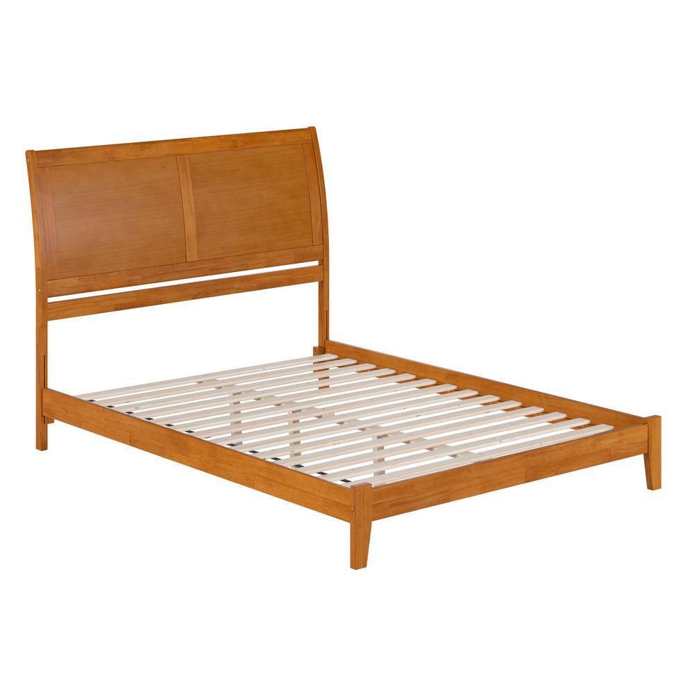 Portland Light Toffee Queen Wood Platform Bed with Headboard