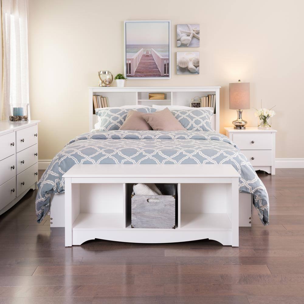 Monterey Chic White Laminated Cubby Storage Bench - 54in