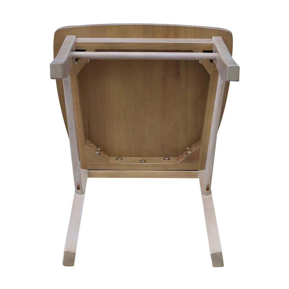 Washed Gray Taupe Solid Wood X-Back Dining Chairs, Set of 2