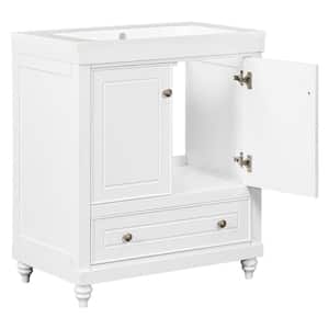 30 in White Bathroom Vanity with Sink; Combo; Cabinet with Doors and Drawer; Solid Frame and MDF Board