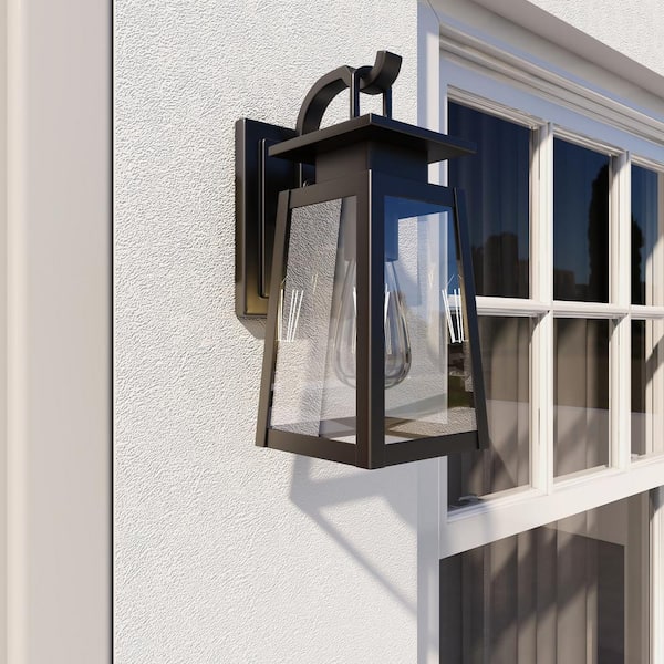 1-Light Black Outdoor Wall Lantern Wall Sconce for Porch Light (2-Pack)