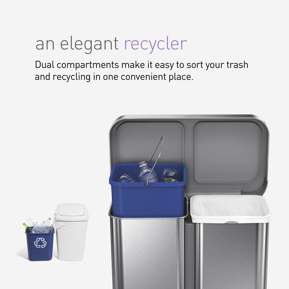 Fingerprint Resistant Stainless Steel Dual Compartment Pedal Trash Can