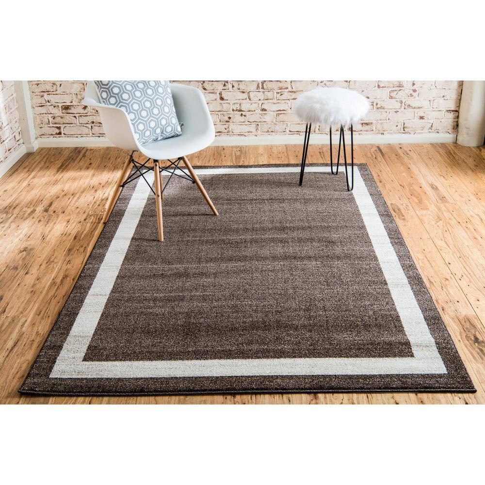 Tufted Brown/Ivory Synthetic Rectangular Easy-Care Rug