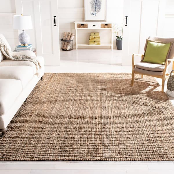 Natural Fiber Beige/Gray 8 ft. x 8 ft. Square Solid Area Rug