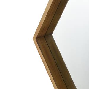 Medium Hexagonal Natural Wood Modern Mirror with Deep-Set Frame (25 in. H x 29 in. W)