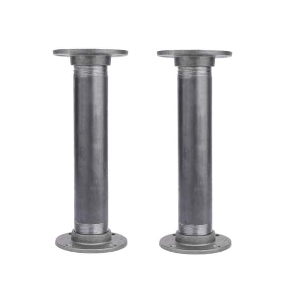 PIPE DECOR 2 in. x 1 ft. Heavy-Duty Industrial Black Steel Pipe Table Legs with Round Flanges (2-Pack)