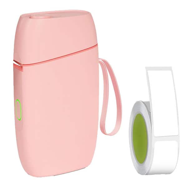 Mini Label Maker Machine with Tape Bluetooth Wireless Sticker Printer Portable Pink for Home School Office