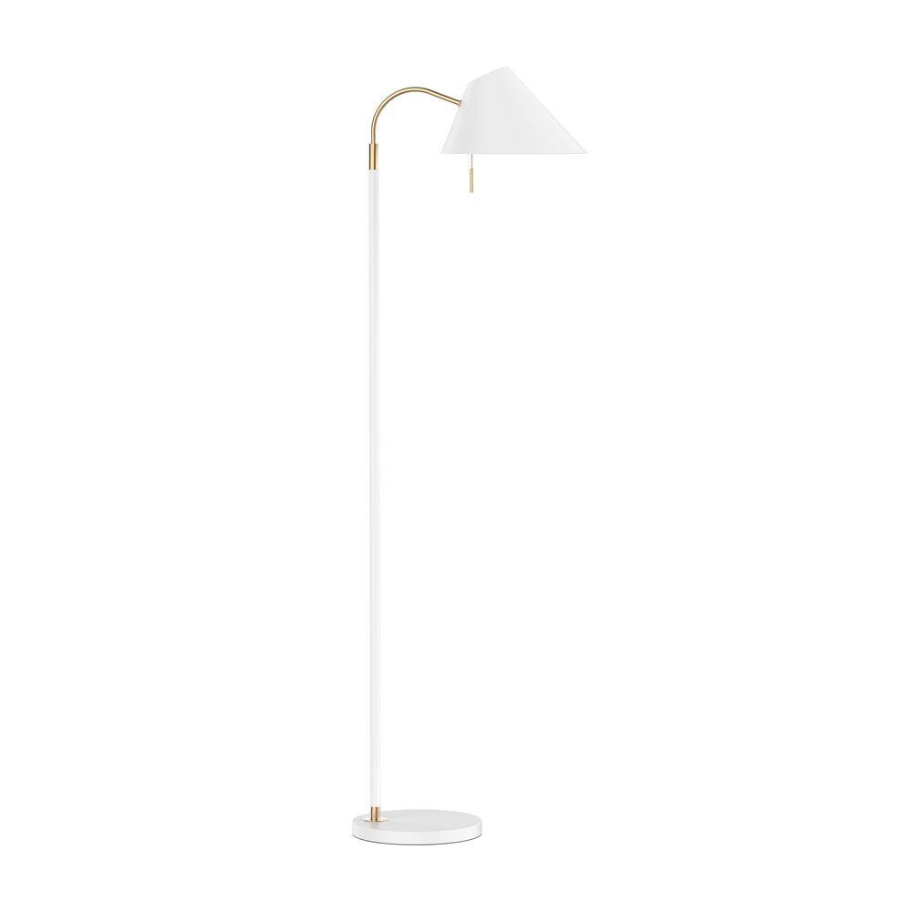 Hampton Bay Tramble 59 in. White Arc Metal Shade Floor Lamp with Pull