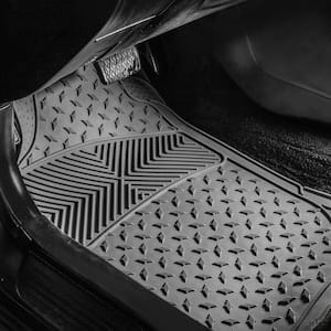 Gray 3-Row Heavy-Duty Liners Vinyl Trimmable Car Floor Mats - Universal Fit for Cars, SUVs, Vans and Trucks - Full Set