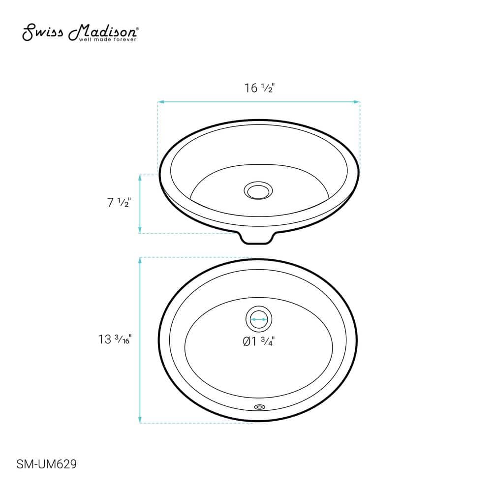 Plaisir White Ceramic 16.75" Oval Undermount Bathroom Sink