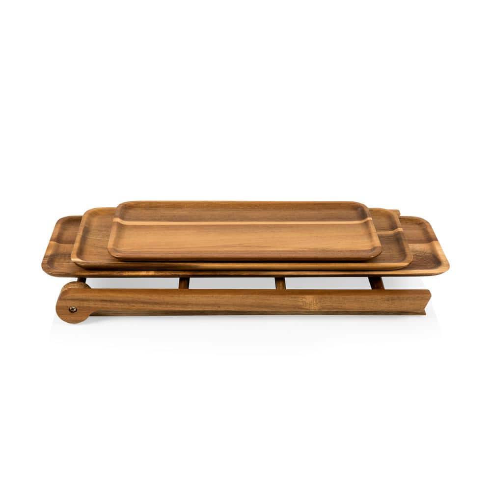 Medium Wood 3-Tiered Acacia Serving Ladder Tray