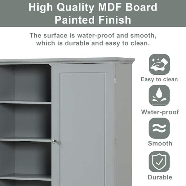 FUFU&GAGA 62.3-in W x 70.9-in H Mdf White Freestanding Utility Storage Cabinet