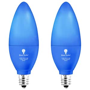 40-Watt Equivalent B11 Decorative  LED Light Bulb in Blue (2-Pack)