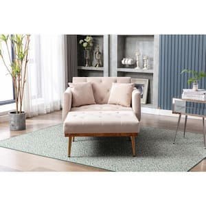 41 in. Wide Beige 2-Seat Square Arm Polyester Mid-Century Modern Straight Sofa