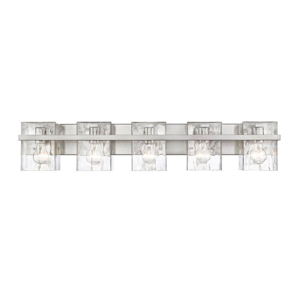 Bennington 36.25" Brushed Nickel Vanity Light with Rippled Glass Shades