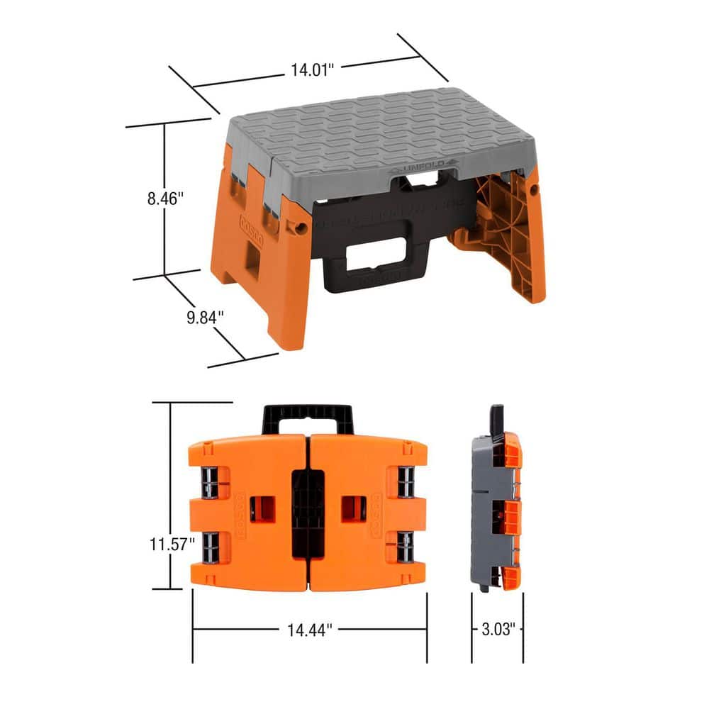 Orange and Gray Foldable Plastic Step Stool