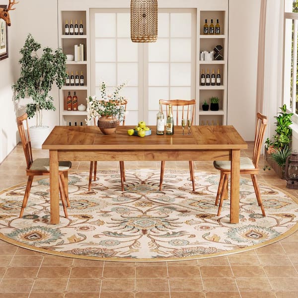 TRIBESIGNS WAY TO ORIGIN Halseey Rectangle Walnut Brown Wood 71 in