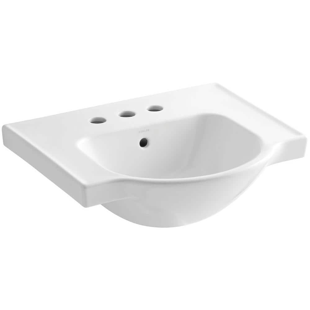 KOHLER Veer 21 In Vitreous China Pedestal Sink Basin In White K 5247 4   White Kohler Pedestal Sinks K 5247 4 0 64 1000 