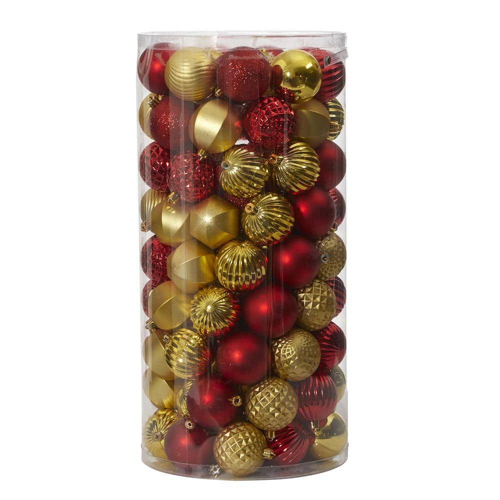 Holiday 2 in. Red Shatterproof Christmas Tree Ornament Set with Re-Useable Tube (101-Count) price history on PriceWatchPro
