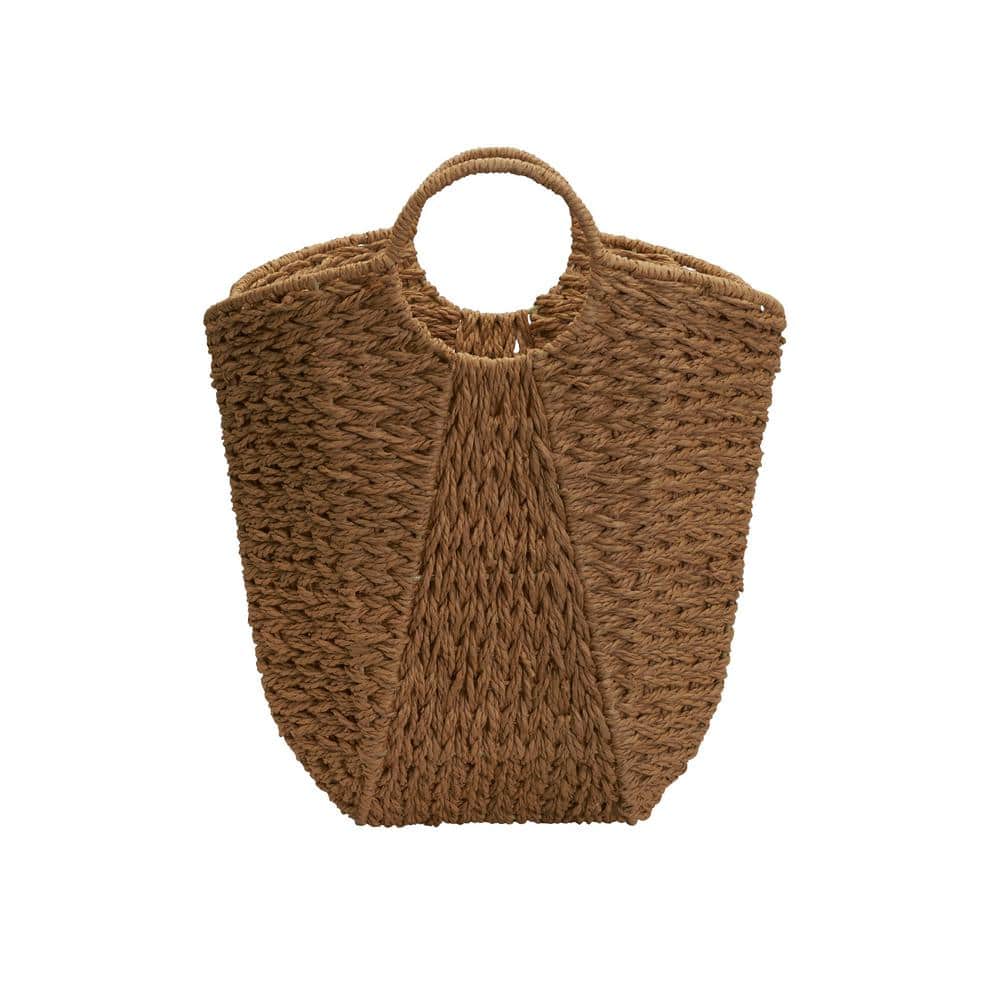 Natural Seagrass Oval Wicker Storage Basket with Handles