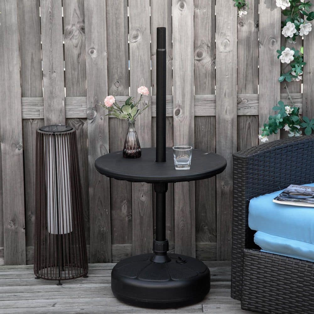 keter patio umbrella base In-ground for Offset Cantilever Umbrella,Universal Base The wide tabletop creates a perfect spot for morning coffee Clihome Black Patio Umbrella Base