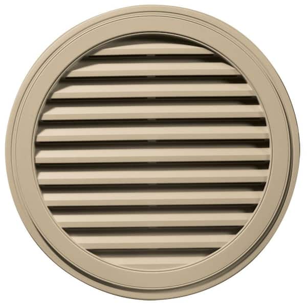 Builders Edge 36 in. x 36 in. Round Brown/Tan Plastic Weather Resistant Gable Louver Vent