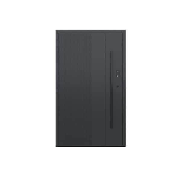 Teza 85 Series 48 in. x 80 in. Left Hand Matte Black Aluminum Prehung Front Door with Hardware
