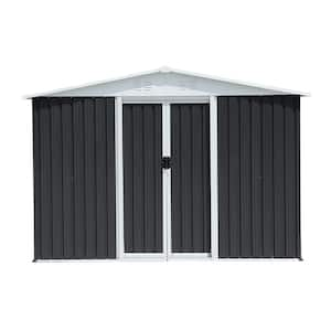 10 ft. W x 8 ft. D Gray Metal Shed with Windows and Vents and Double Door (80 sq. ft. )