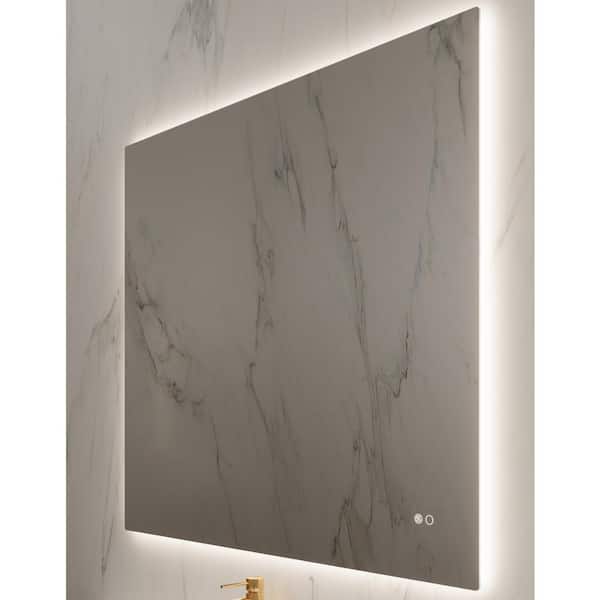 PARIS MIRROR Kuoni 40 in. W x 36 in. H Rectangular Frameless Wall Mounted Bathroom Vanity Mirror with Variant LED (3K-4K-6K)