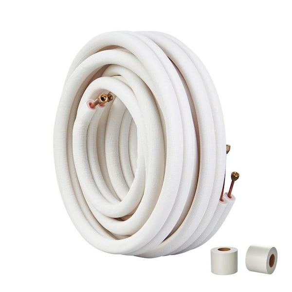 50FT. Mini Split Line Set, 1/4 in. + 3/8 in. O.D Copper Pipes Tubing and Triple-Layer Insulation, Heating Pump Equipment