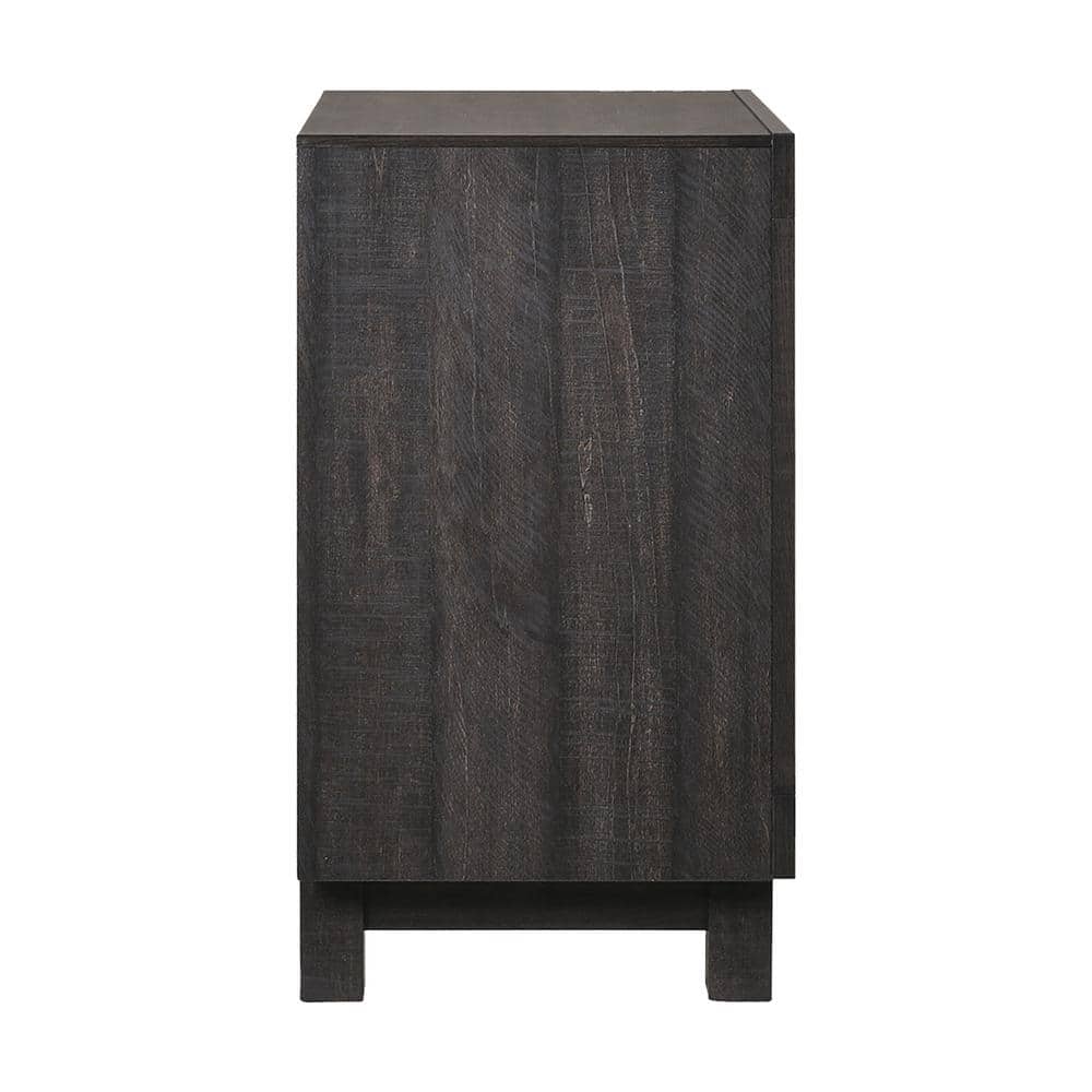 Rustic Walnut 2-Drawer Nightstand with Dark Nickel Pulls