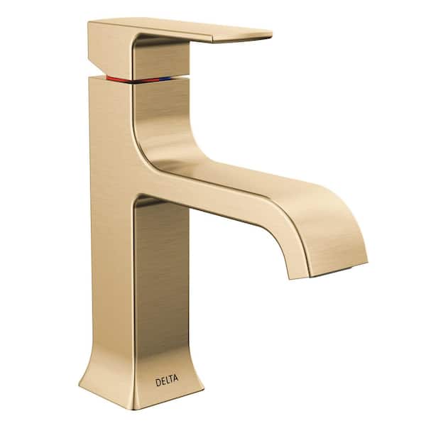 Velum Gold Single Handle Single Hole Bathroom Faucet with Deckplate Included and Drain Kit Included in Champagne Bronze