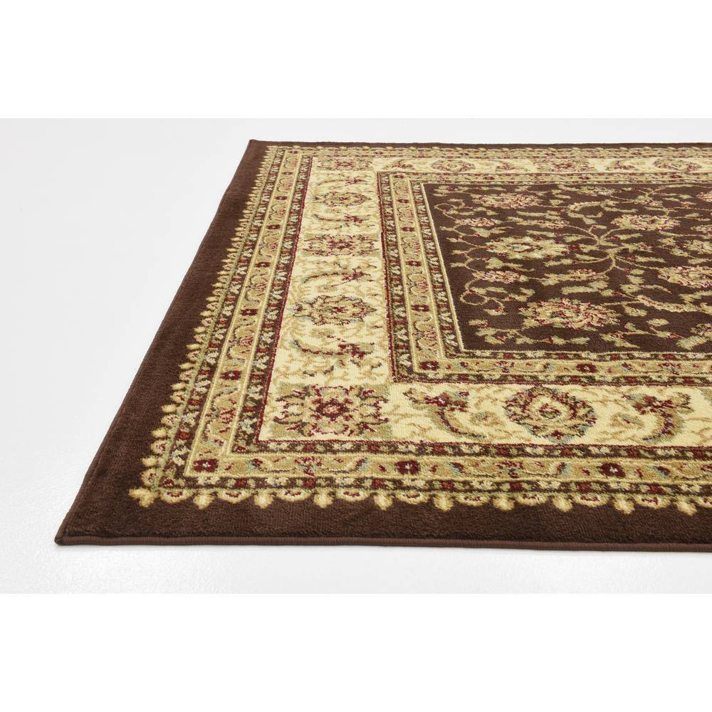 Elegant Brown Synthetic 6' x 9' Easy-Care Rectangular Rug