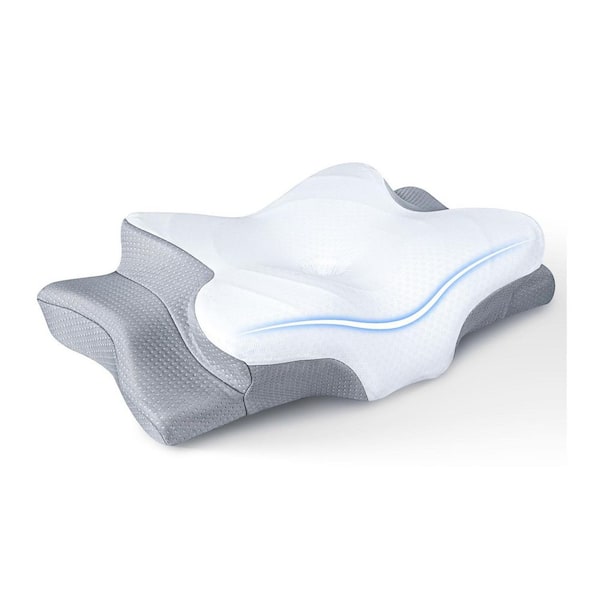 Grey Ultra Pain Relief Cooling Pillow for Neck Support, Odorless Ergonomic Contour Memory Foam Pillows