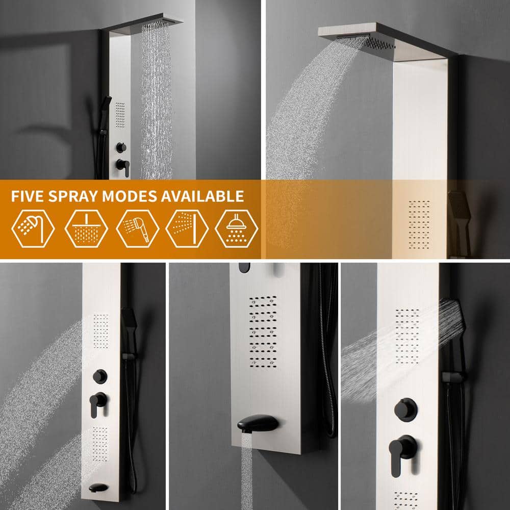 Stainless Steel Black Nickel Shower Panel System with LED Light