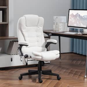 Polyester Adjustable Height Ergonomic Executive Chair in Cream White with Arms
