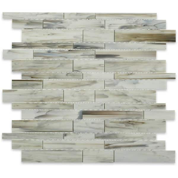 Ivy Hill Tile Matchstix Halo 2 in. x .12 in. Glass Mosaic Floor and Wall Tile Sample