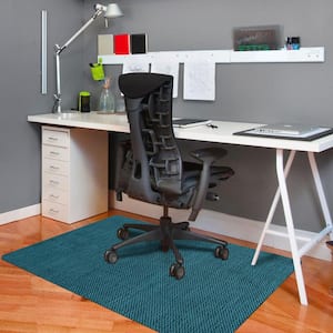 Barbury Weave Teal 35 in. x 47 in. 9 to 5 Desk Chair Mat