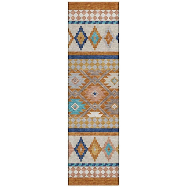 Chantille Machine Washable Indoor/Outdoor Abstract ACN2519 Paprika 2 ft. x 7 ft. Runner Rug