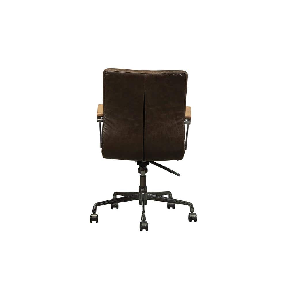 Joslin Brown Leather Swivel Executive Chair with Metal Base